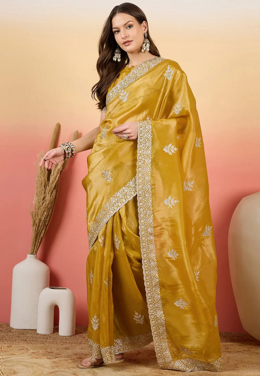 Mustard Silk Saree With Blouse 304711