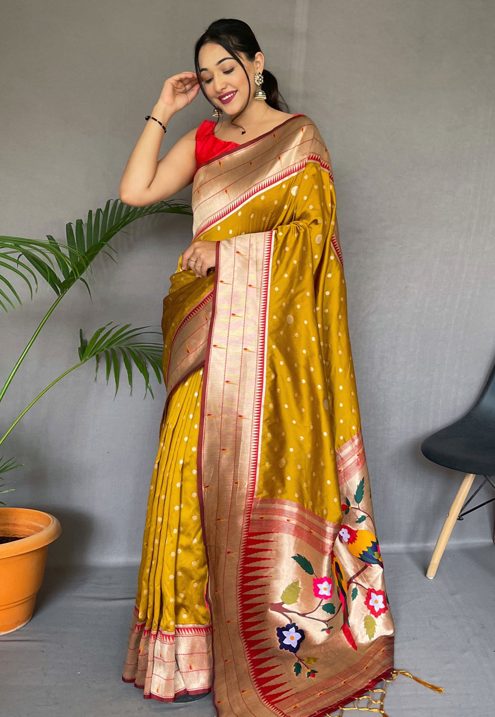 Mustard Silk Saree With Blouse 287332