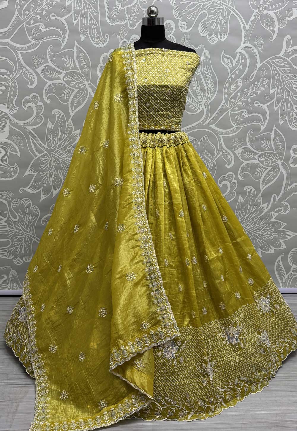 Mustard Silk Wedding Lehenga Choli 305027