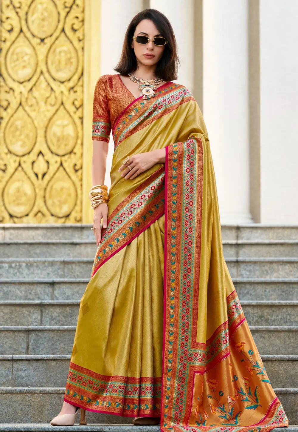 Mustard Tissue Silk Paithani Saree 304558