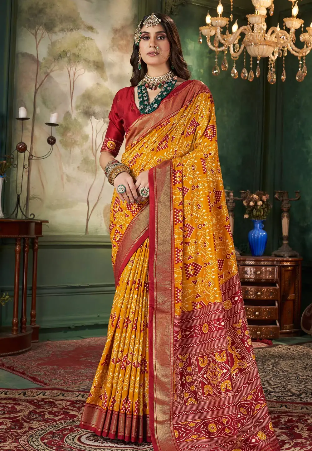 Mustard Tussar Silk Saree With Blouse 296327