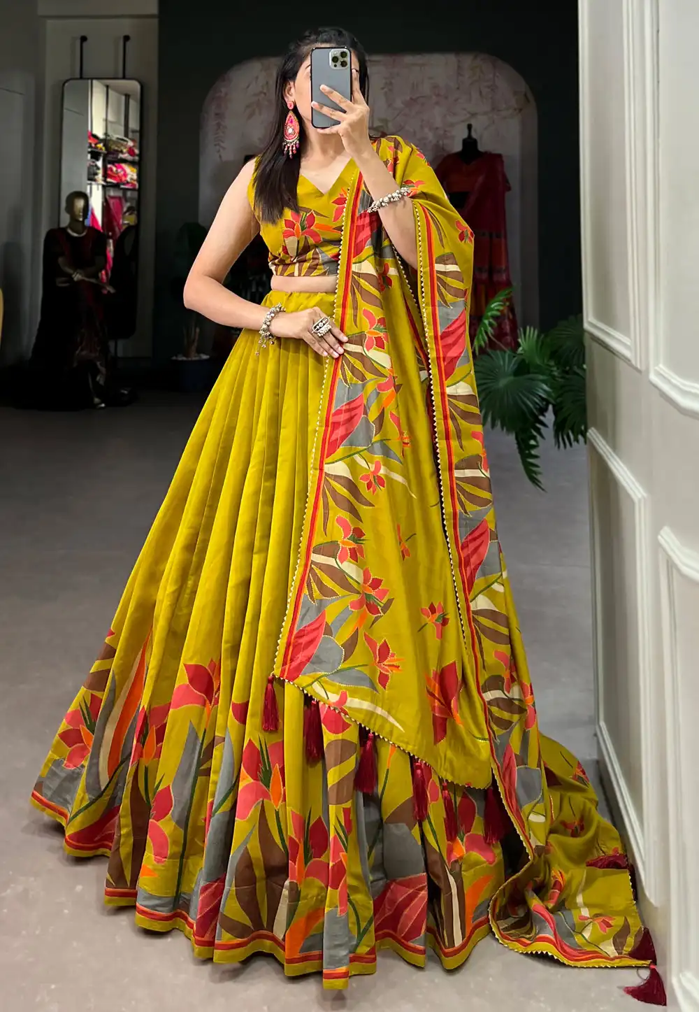 Mustard Viscose Navratri Chaniya Choli 291221