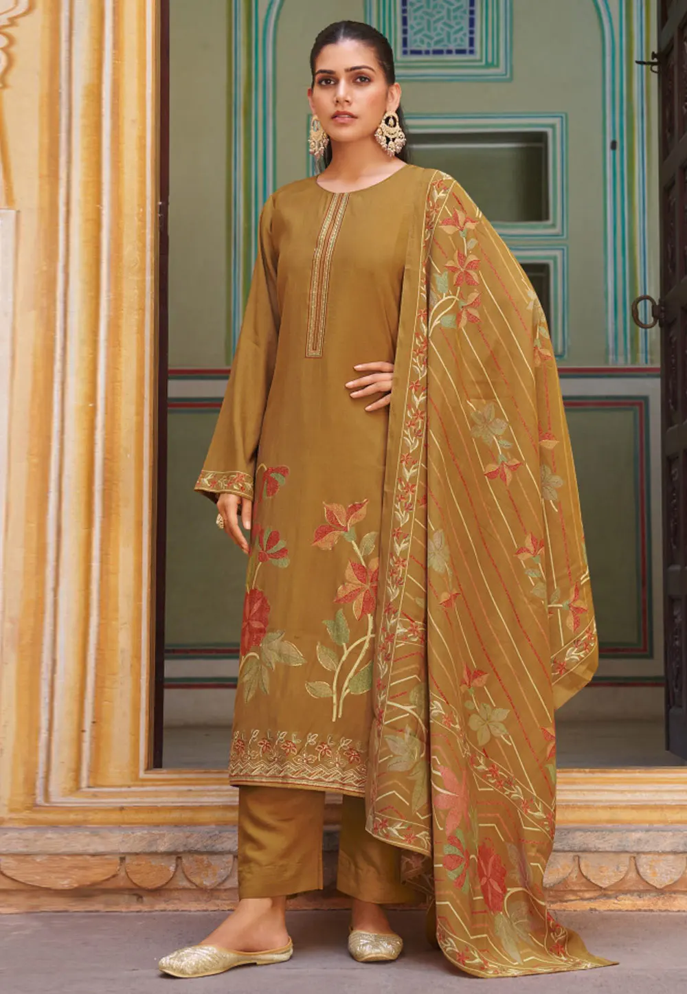 Mustard Viscose Pakistani Suit 302697