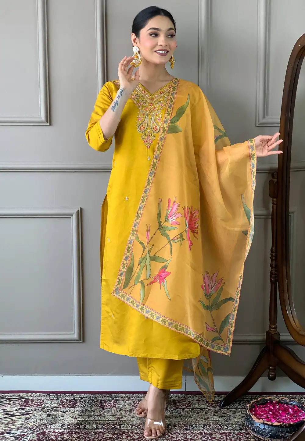 Mustard Viscose Readymade Pakistani Suit 293241