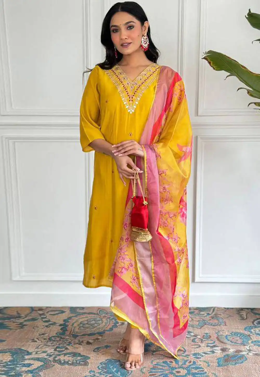 Mustard Viscose Readymade Pakistani Suit 294474