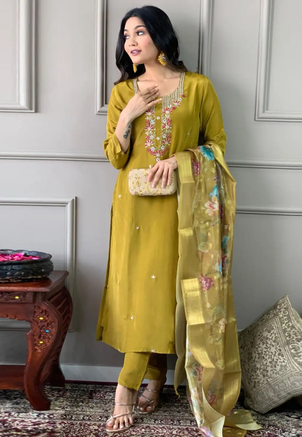 Mustard Viscose Readymade Pakistani Suit 295155