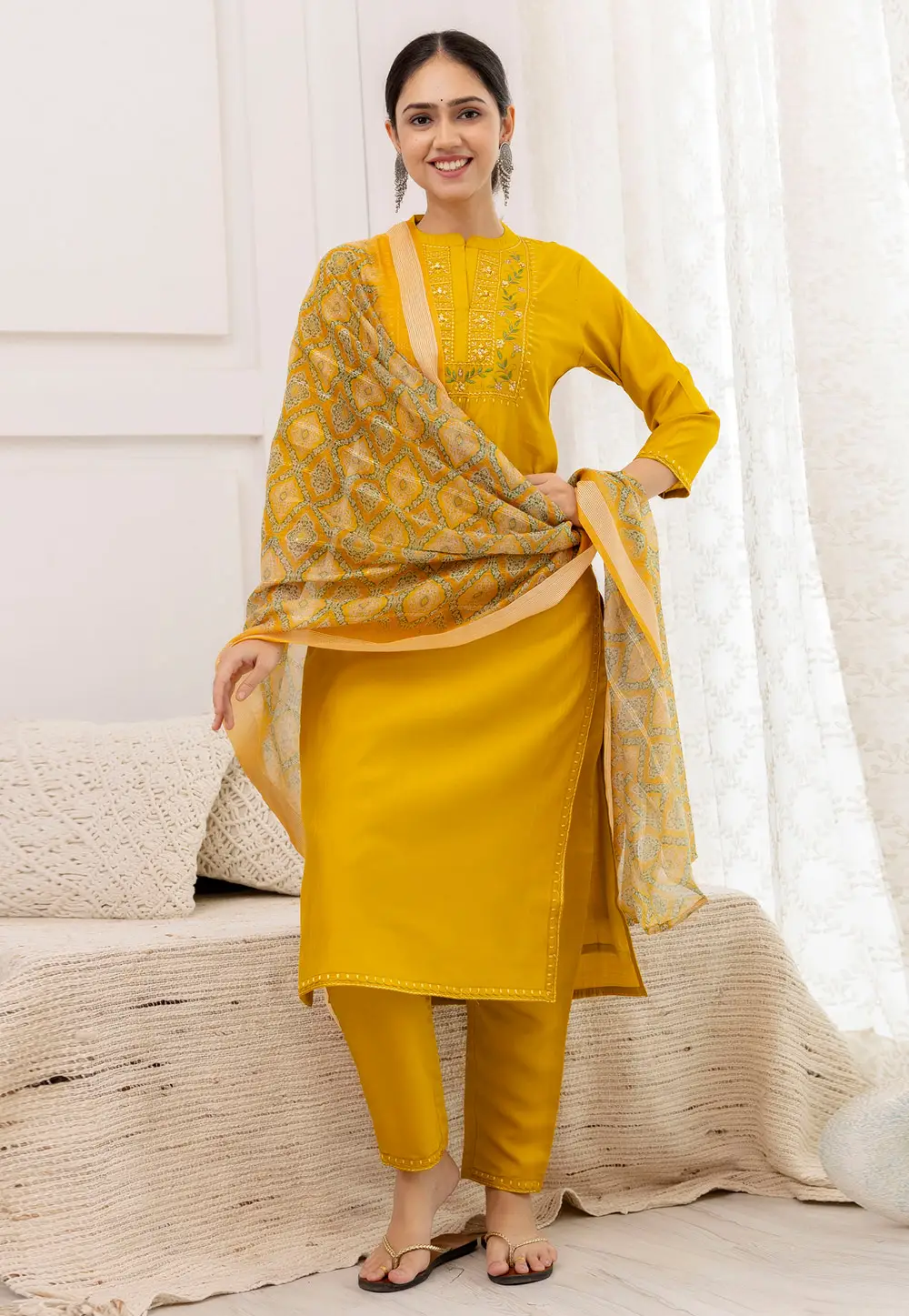 Mustard Viscose Readymade Pakistani Suit 296116