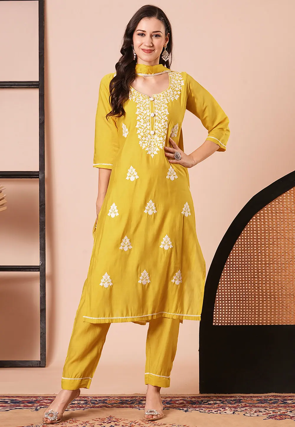 Mustard Viscose Readymade Pakistani Suit 300091