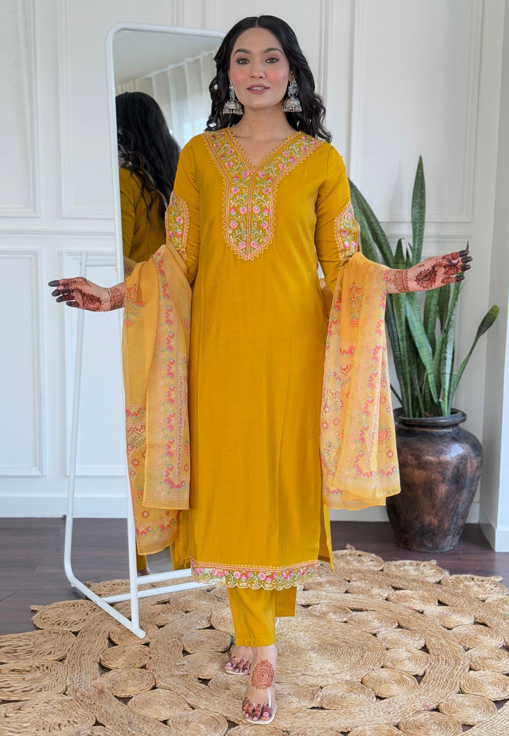 Mustard Viscose Readymade Pakistani Suit 306570