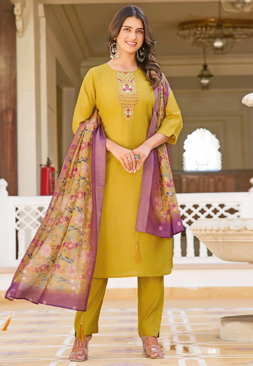 Mustard Viscose Readymade Pakistani Suit 300850