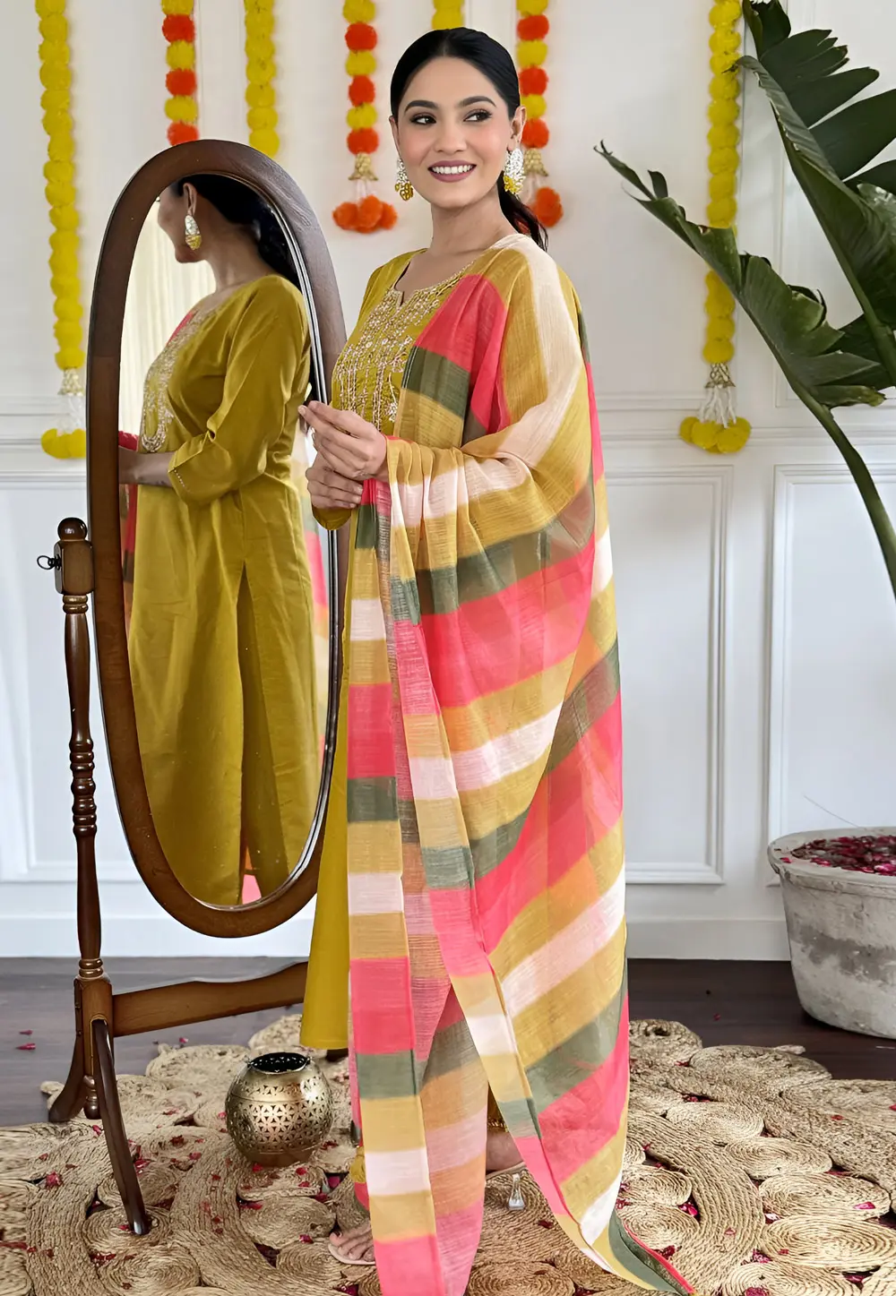 Mustard Viscose Readymade Pakistani Suit 301784