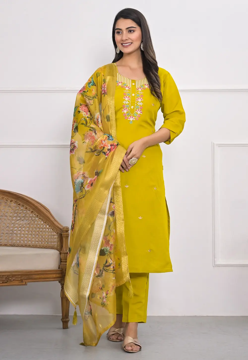 Mustard Viscose Readymade Pakistani Suit 298374