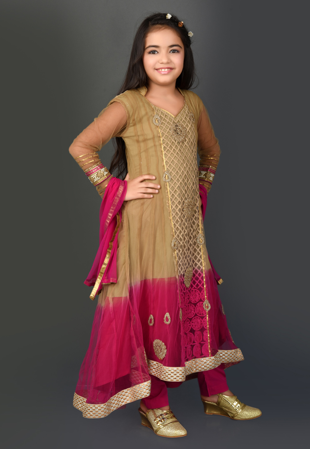 Pink embroidered net kids salwar suits - NIKHAAR - 3338436 | Frocks for  girls, Dresses kids girl, Frock for women