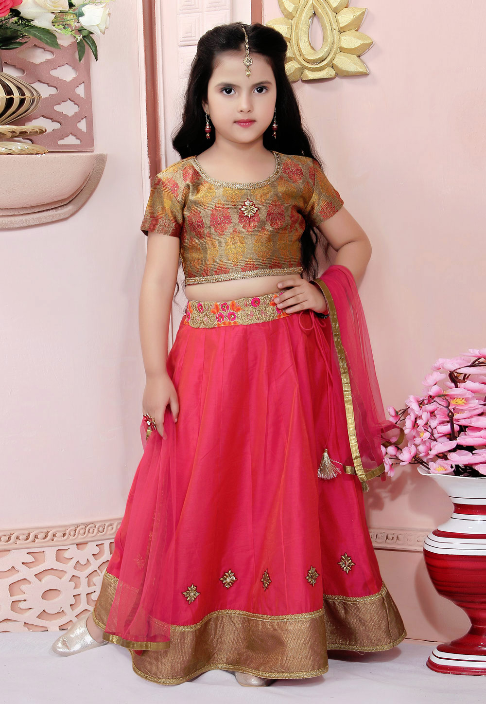 Pink And Cream Colored Net Fabric Lehenga Choli For Party Wear,  #girlsanarkalisuits #girlssalwarsuits #… | Party wear frocks, Girl dress  patterns, Lehenga for girls