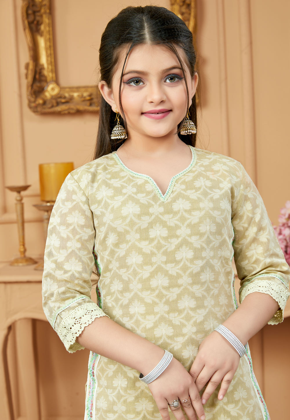 Beige Silk Kids Pant Style Suit 251499