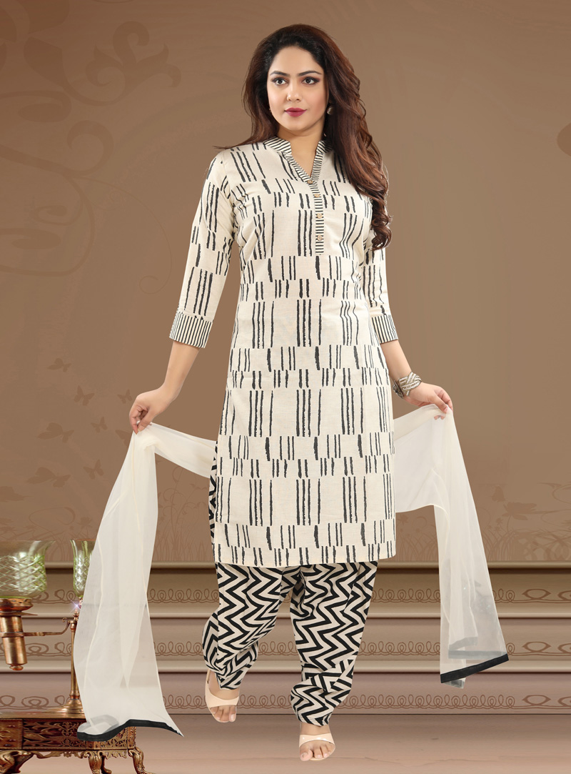 Beige Cotton Punjabi Suit 144773