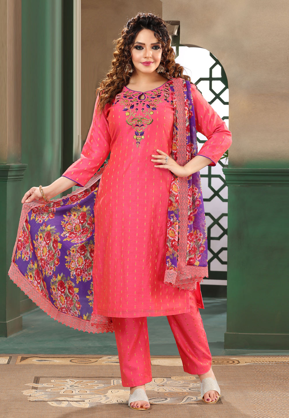 Buy Brown Net Trouser Salwar Kameez Online - 1613 | Andaaz Fashion