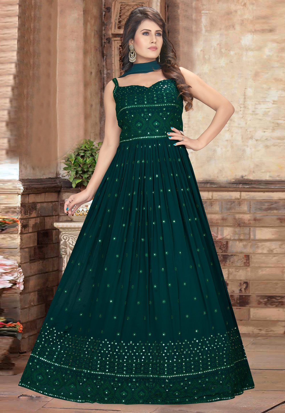 Green Georgette Gown 246341