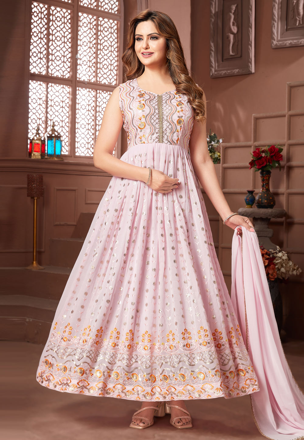 New Stylish Fancy Embroidered Anarkali Dress for Women