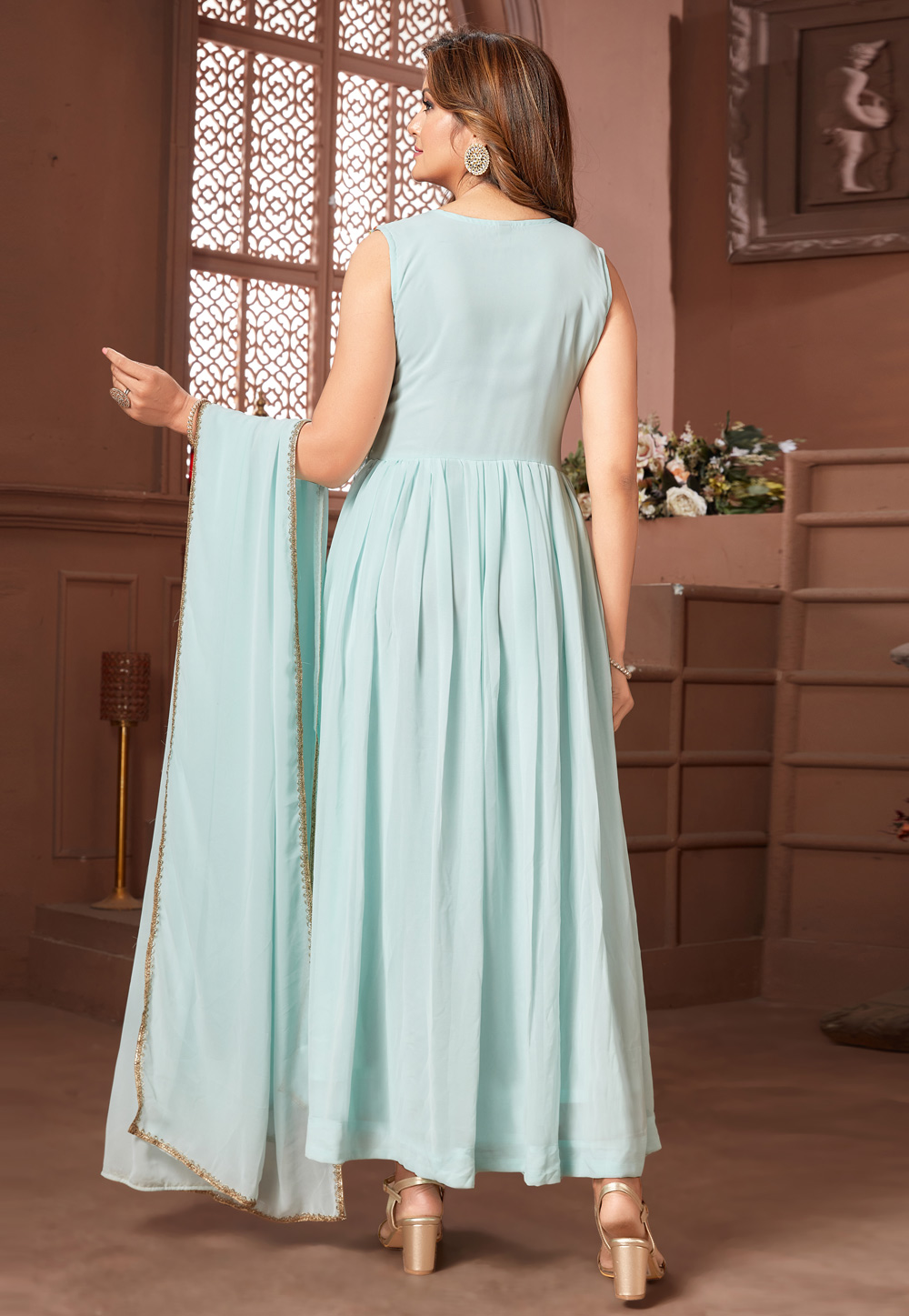 Altiven Women Gown Light Blue Dress - Buy Altiven Women Gown Light Blue  Dress Online at Best Prices in India | Flipkart.com