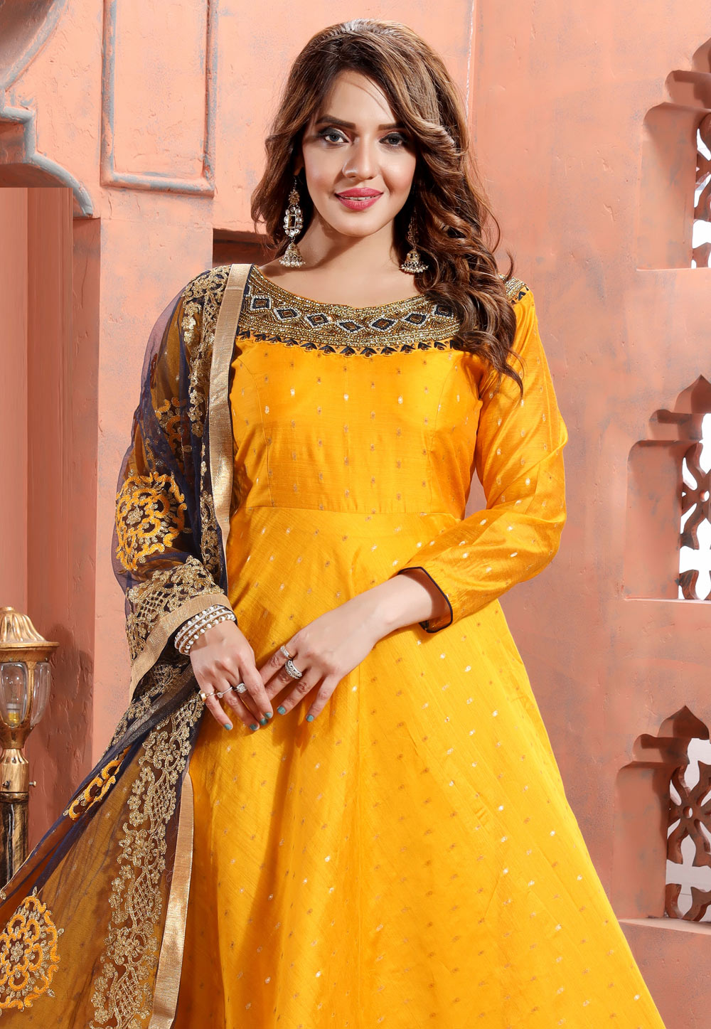 Trending | Off White Palazzo Chanderi Anarkali Suits, Off White Palazzo Chanderi  Anarkali Salwar Kameez and Off White Palazzo Chanderi Anarkali Salwar Suits  Online Shopping
