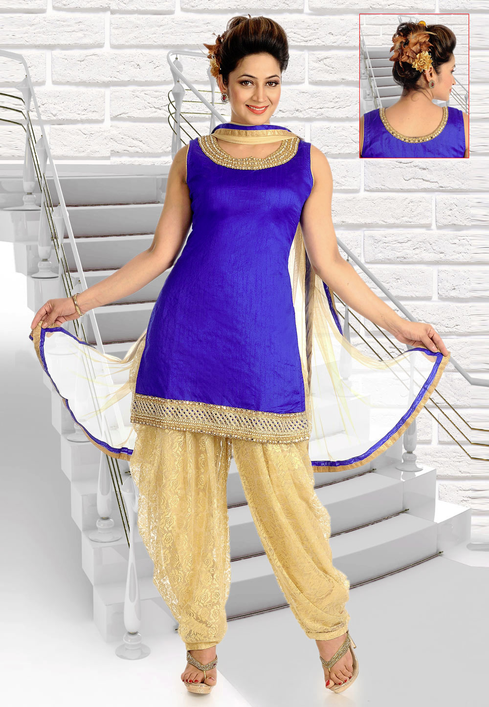 Blue Banglori Silk Readymade Punjabi Suit 156019