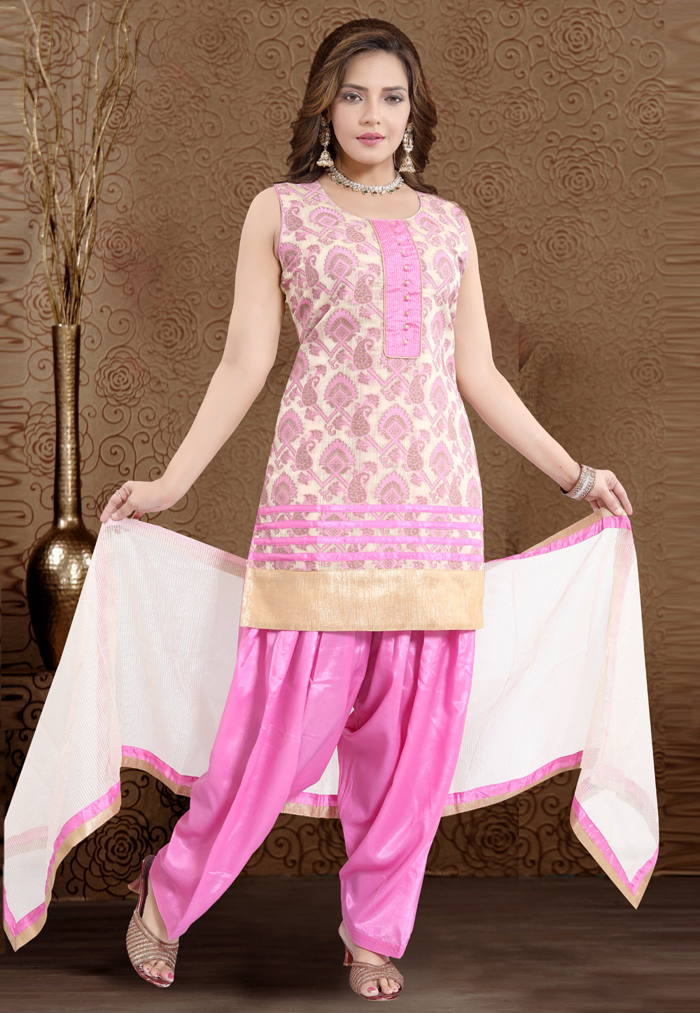 Pink Banglori Silk Readymade Punjabi Suit 177760