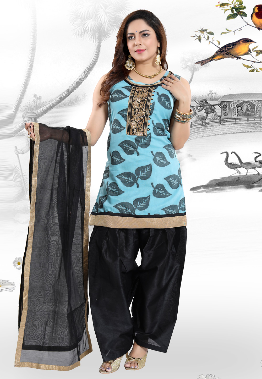 Aqua Banglori Silk Readymade Patiala Suit 167470