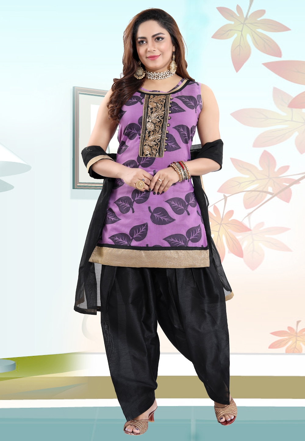 Light Purple Banglori Silk Readymade Punjabi Suit 167473