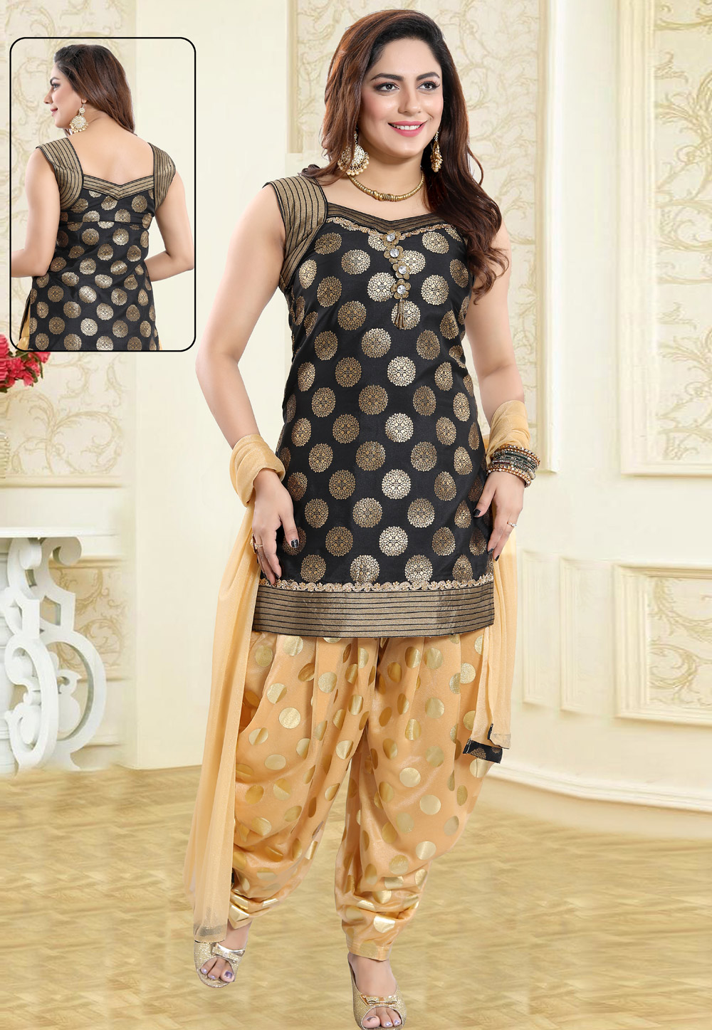 Black Banglori Silk Readymade Punjabi Suit 167477