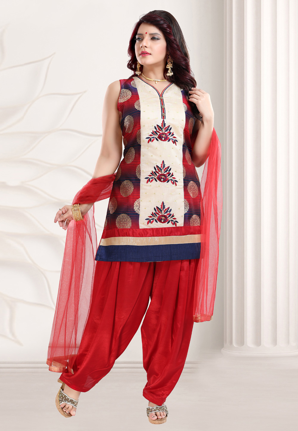 Red Banglori Silk Readymade Punjabi Suit 197879