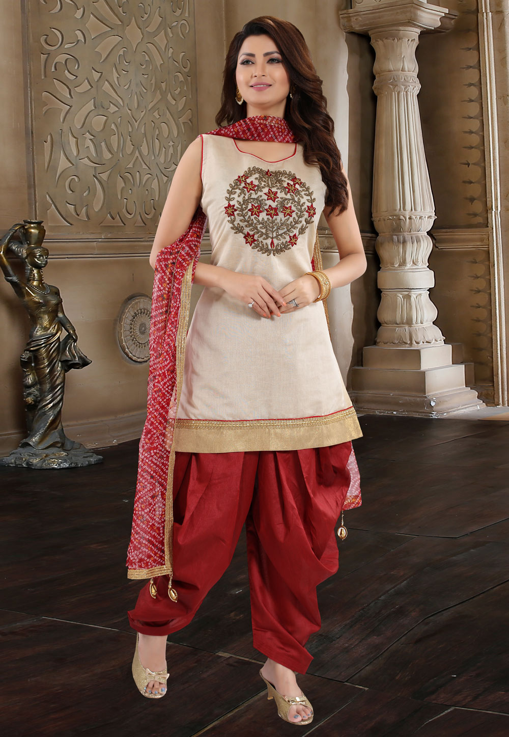 Readymade Green Patiala Salwar Kameez Gota Lace Kurta Punjabi Suit Indian  Dress | eBay