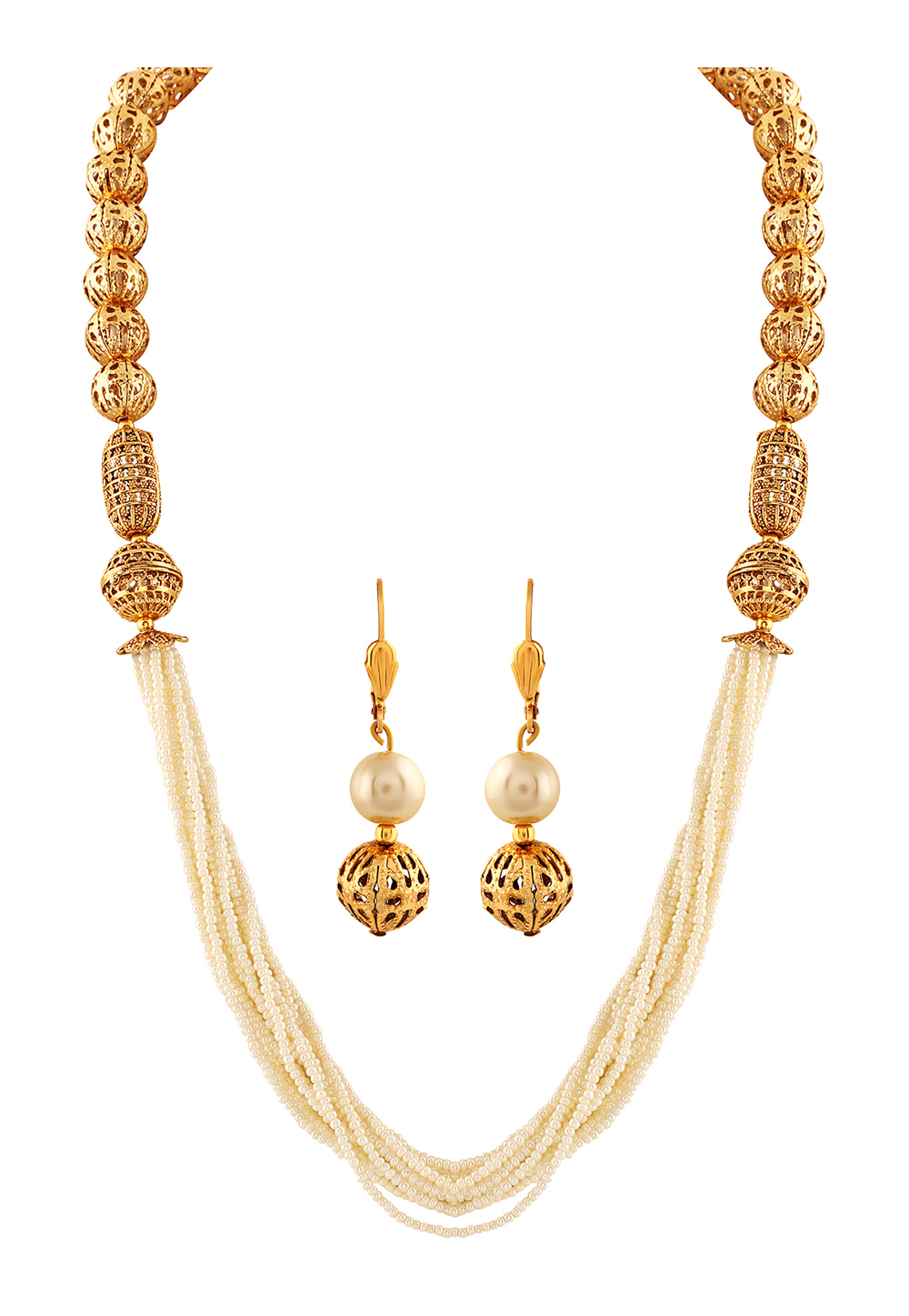 Golden Zinc Necklace Set With Earrings 191686
