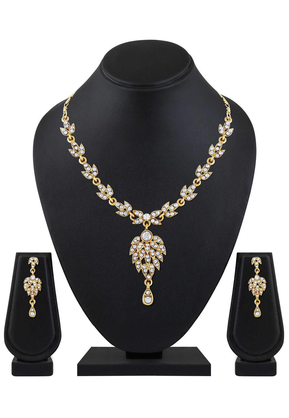 Golden Zinc Necklace Set With Earrings 199518