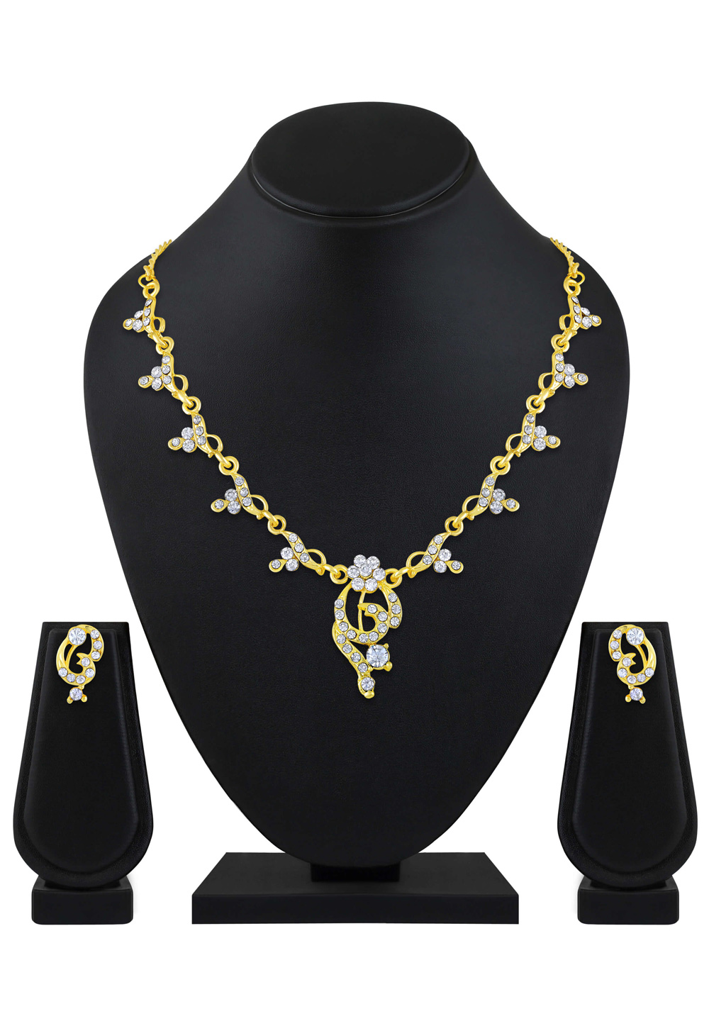 Golden Zinc Necklace With Earrings 199536