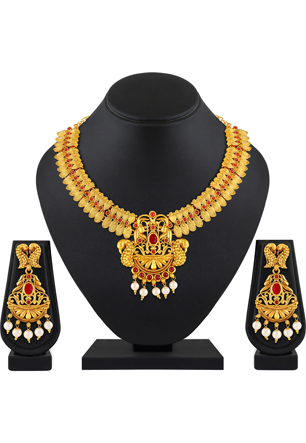 Golden Zinc Necklace Set With Earrings 199539