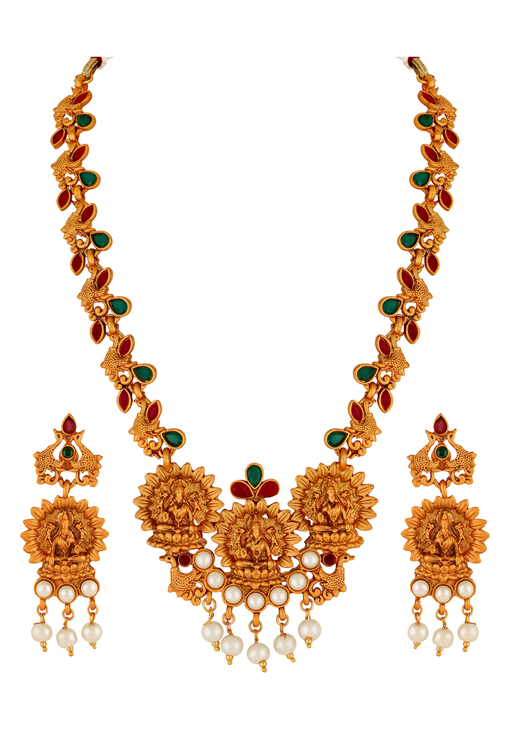 Golden Zinc Necklace Set With Earrings 191874