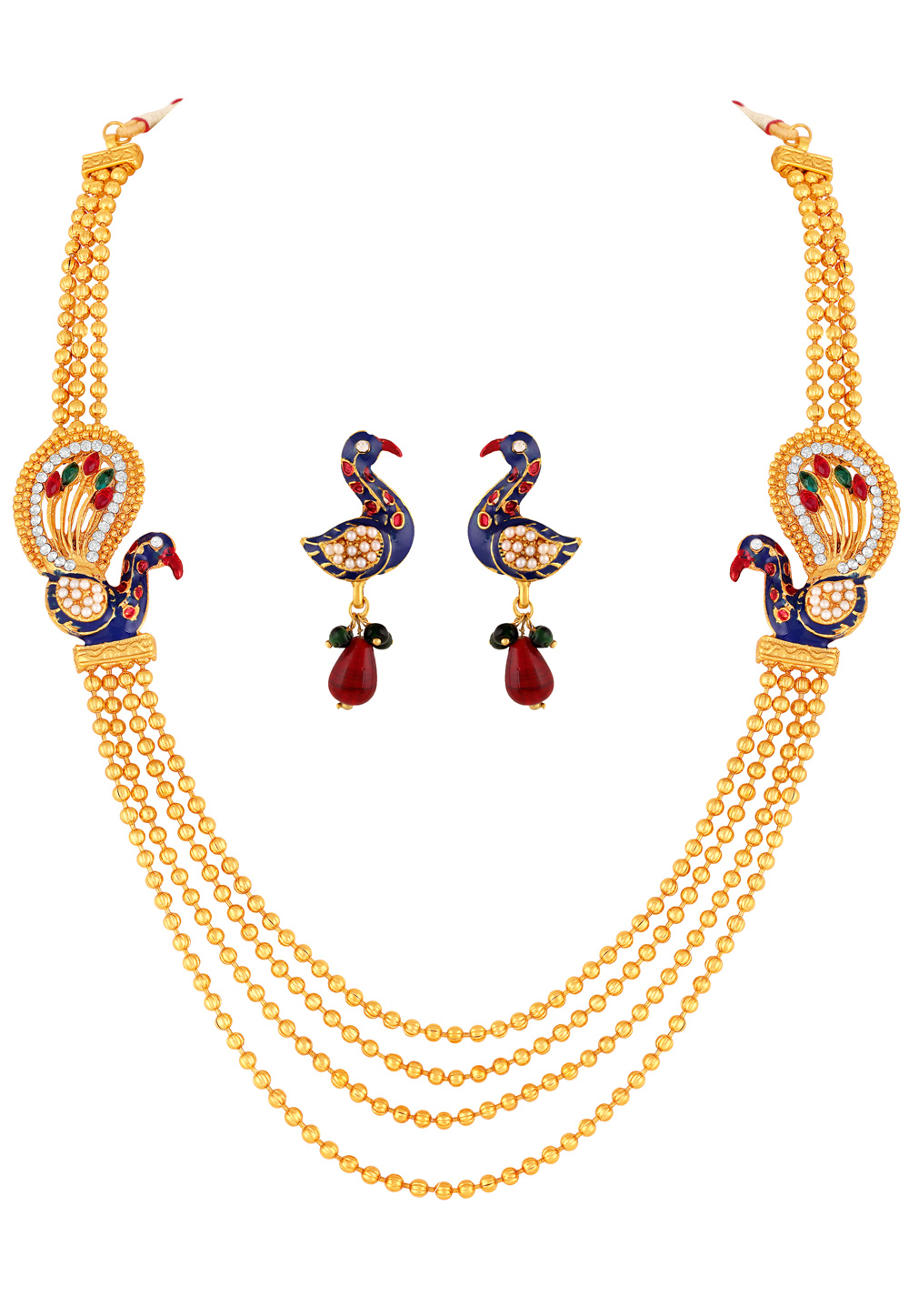 Golden Zinc Necklace Set With Earrings 191879
