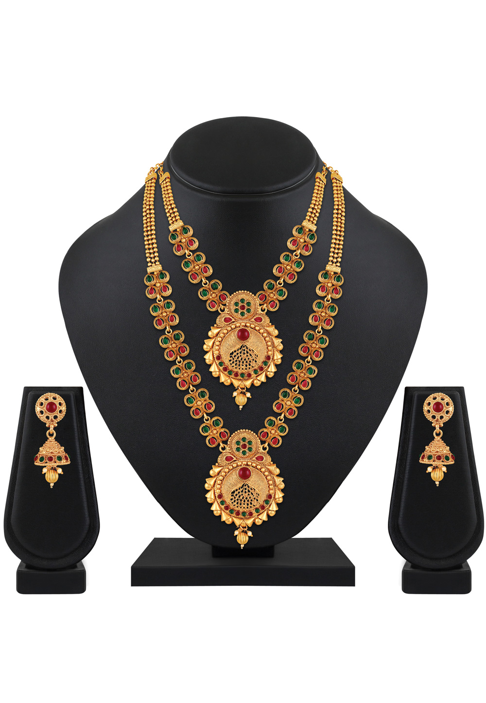 Golden Zinc Necklace Set With Earrings 199556
