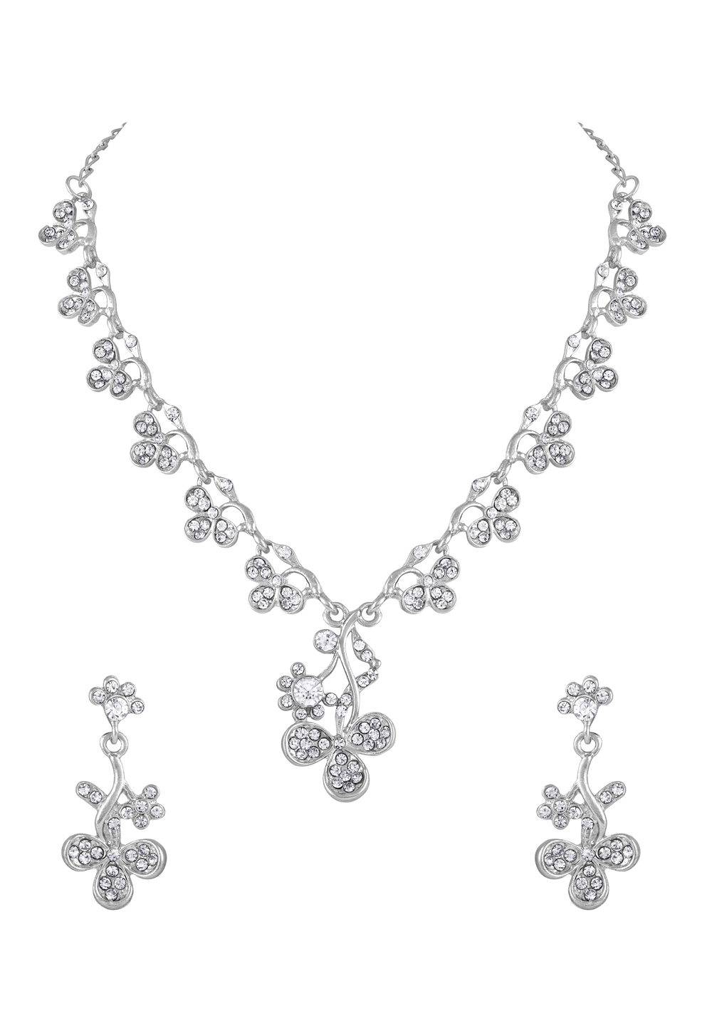 Silver Zinc Necklace Set With Earrings 191920