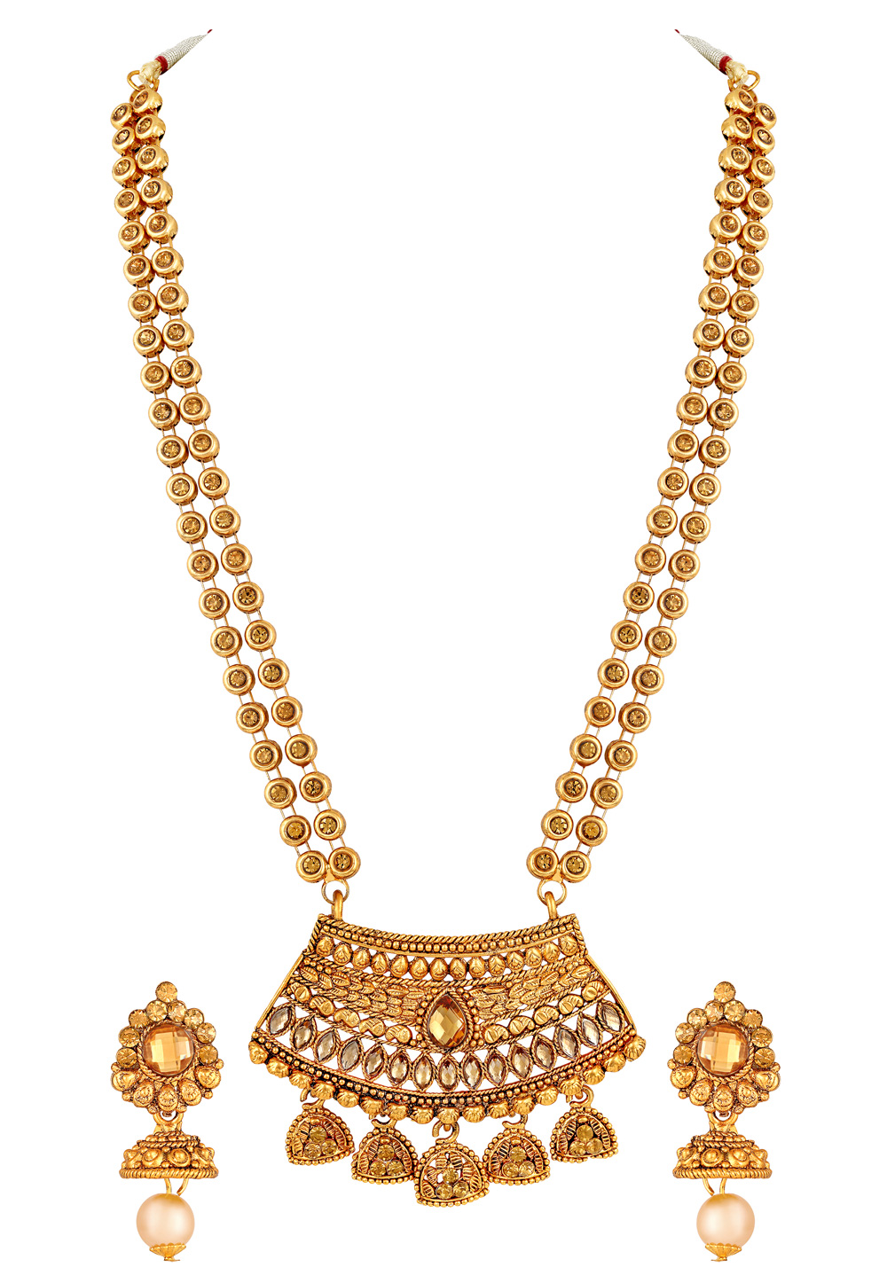 Golden Zinc Necklace Set With Earrings 191940