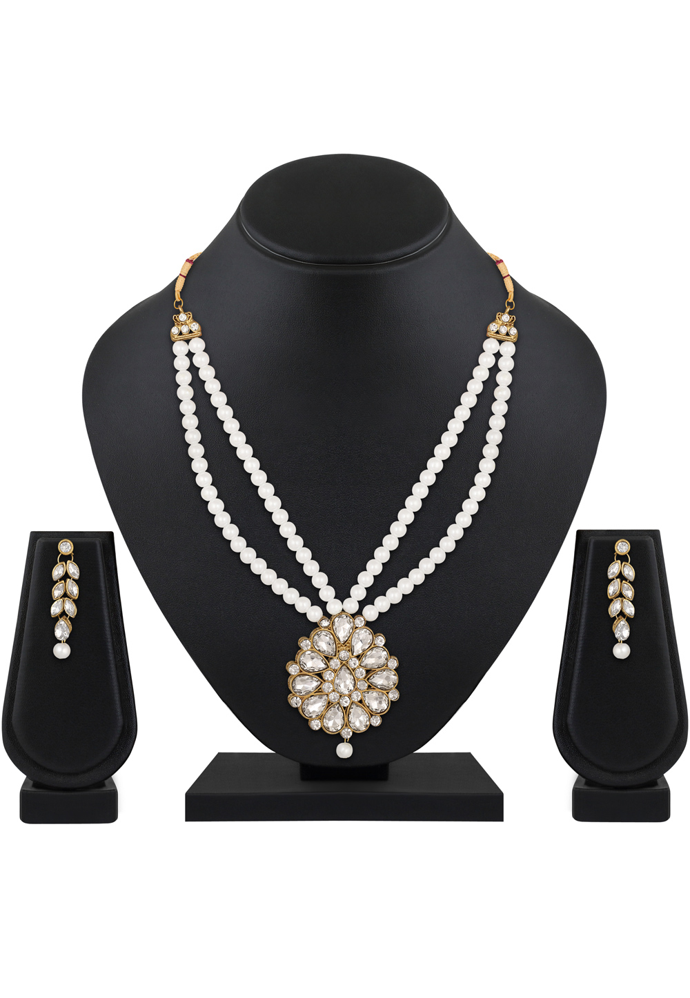 White Brass Necklace Set With Earrings 199584
