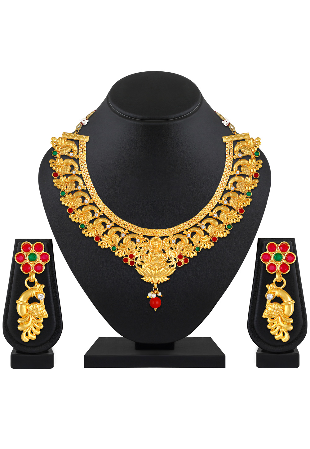 Red Brass Necklace Set With Earrings 199590