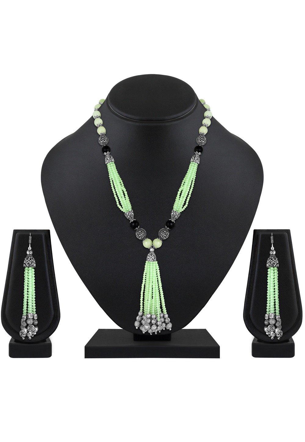 Light Green Zinc Necklace Set With Earrings 199614