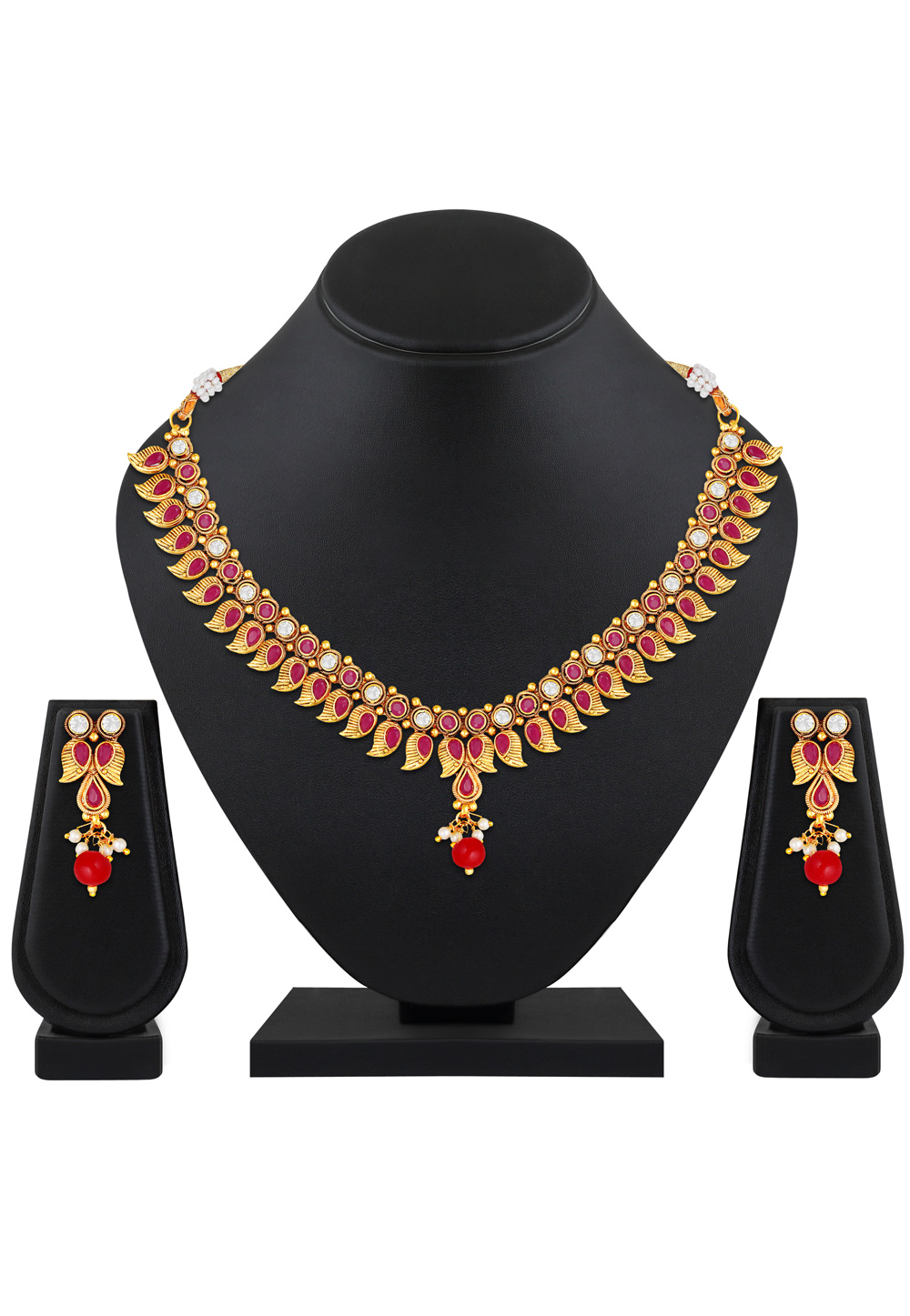 Red Copper Necklace Set With Earrings 199624