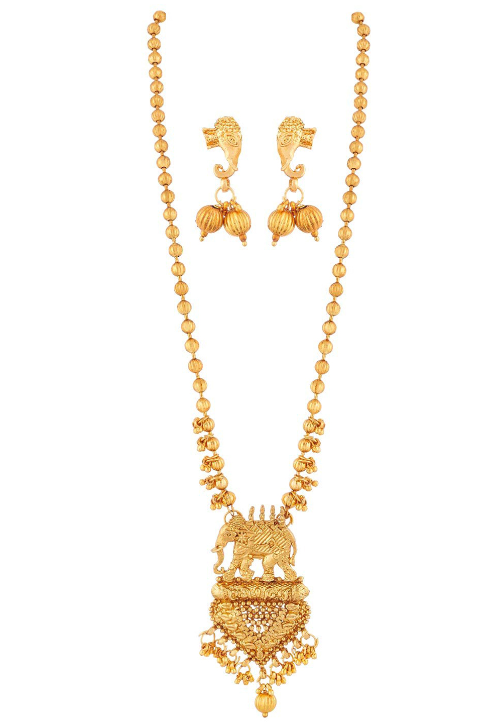 Golden Zinc Necklace Set With Earrings 199625