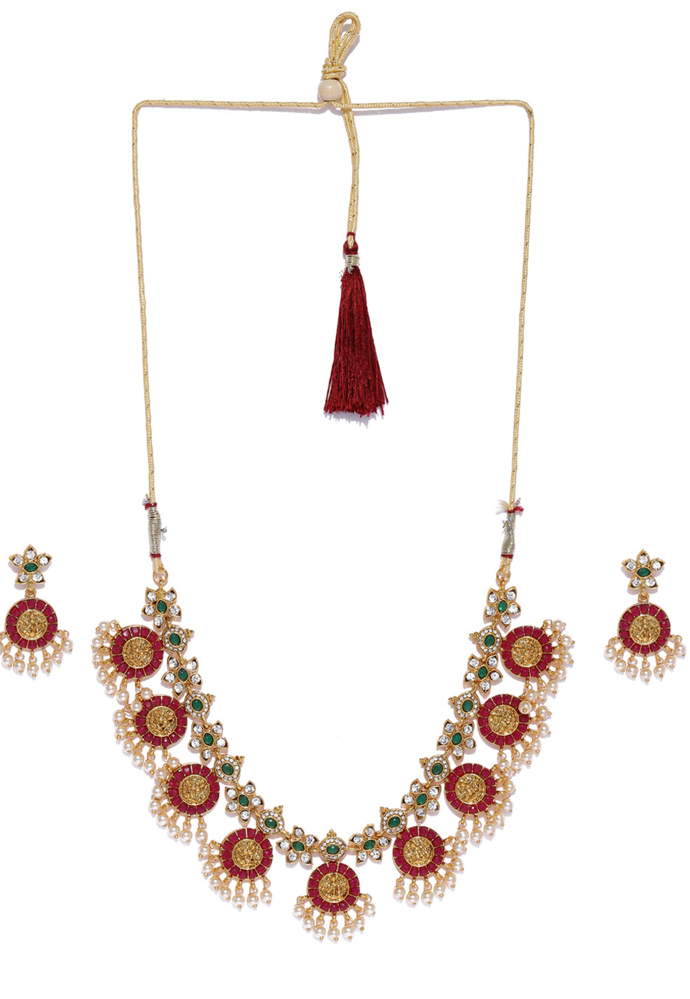 Pink Zinc Necklace Set With Earrings 199631