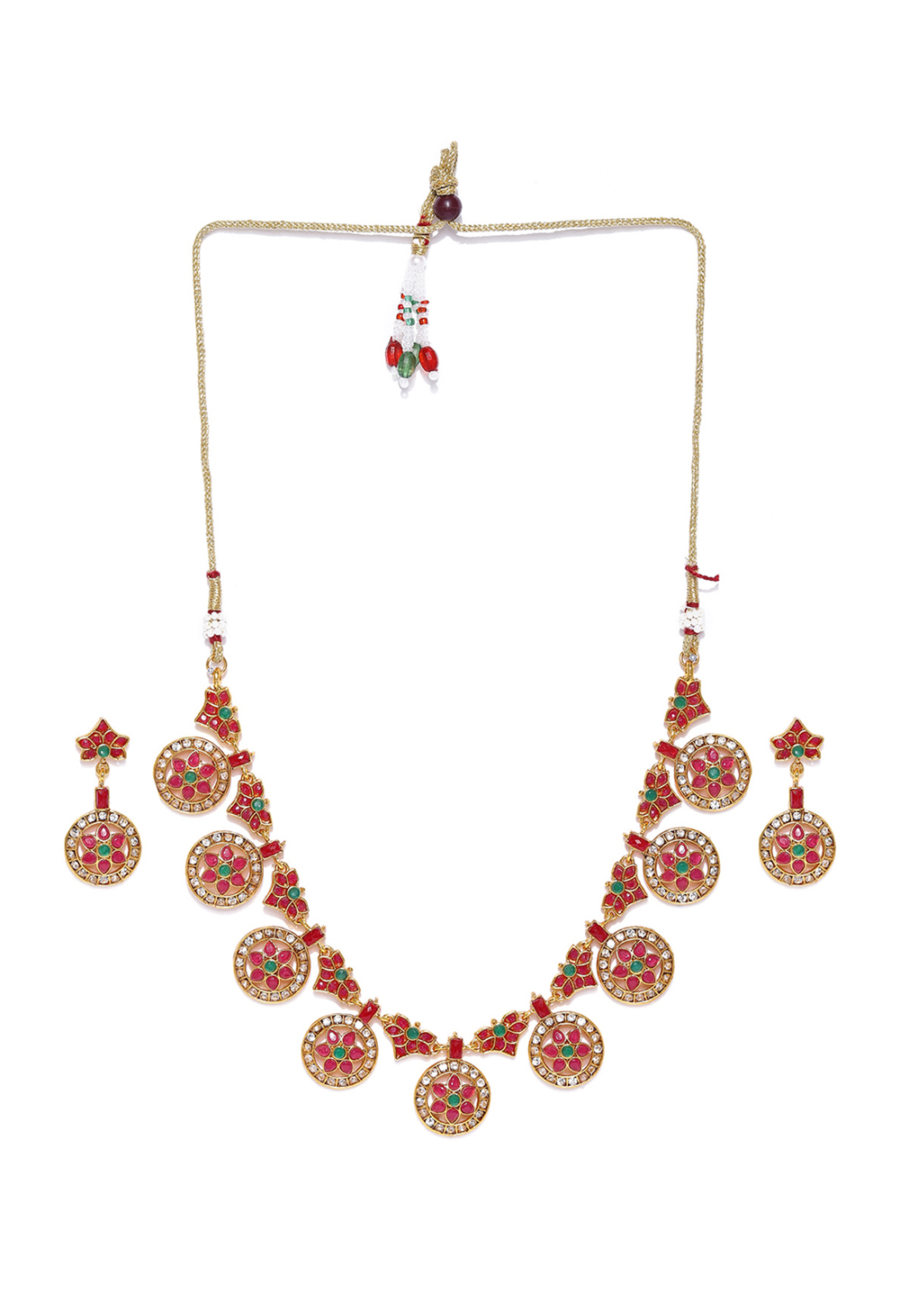 Pink Zinc Necklace Set With Earrings 199632