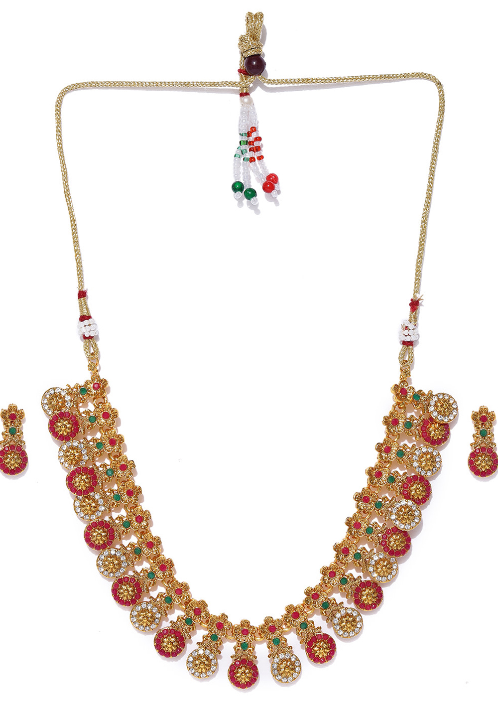 Pink Zinc Necklace Set With Earrings 199633