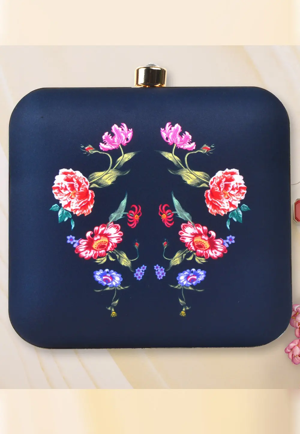 Navy Blue Art Silk Clutch 298099